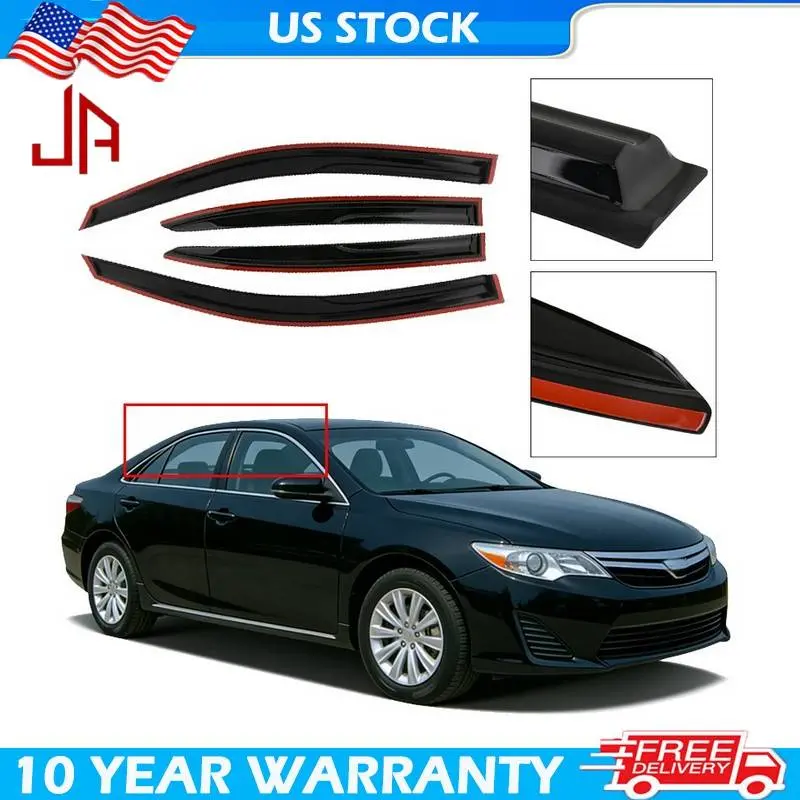 For 2013-2017 Honda Accord Window Rain Guard Visor Vent Shade Deflector, JDM Wavy Dark Smoke In-Channel Style, Wind Noise Reduction Sun Rain Wind Guard, 4PCS