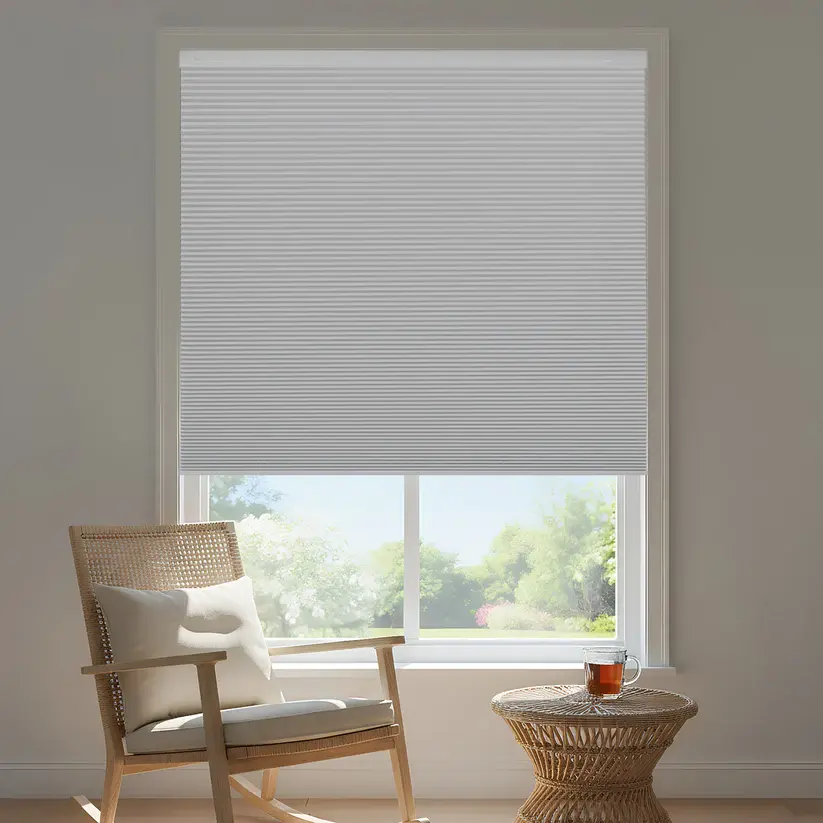LUX PAN Cordless No-Drill Blackout Honeycomb vertical Blinds, Custom Sizes, Easy Installation, Child-Safe, Durable Fabric for Bedroom, Living Room - White