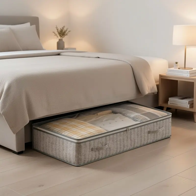Under Bed Storage Containers, for Blanket, Clothing, Comforter, Sweaters, Linen Sheets, Wrapping Paper Closet Organizers and Storage Bins, Foldable Underbed Storage Boxs Gray