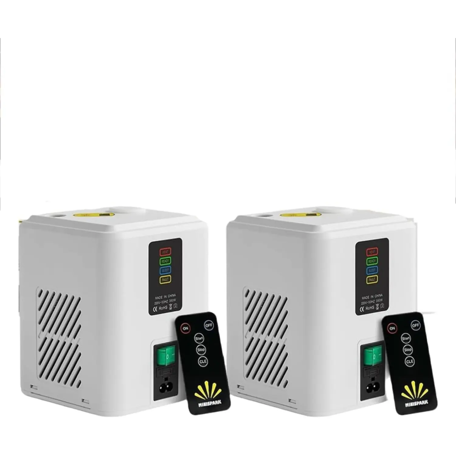 2pcs 350W Cold Spark Machine with 10 Packs Powder, Mini Stage Effect Light (2-3.5m Fountain), Safe & Portable Cold Sparkler for Wedding, DJ, Party & Events, Remote Control with Auto-Clean firework