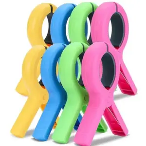 8 Piece Set Beach Towel Clips for Chairs, Durable Large Size, Prevents Blowing Away, Colors, Cruise Pool Chair Holder