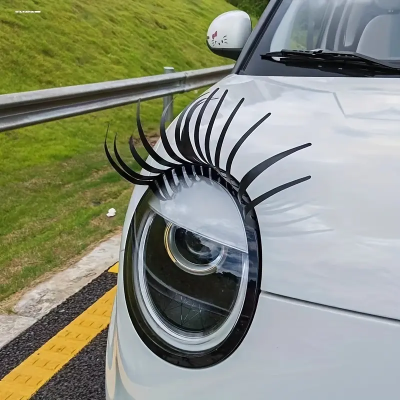 YITAP Specialized 3D Rubber Eyelash Stickers for Car Headlights, Headlight Decals, Automobile Decals, Decals for Vehicles, Decal for Cars, Self-Adhesive Decorative Design, Car Vehicle Decoration, Enhancing Vision and Unique Style