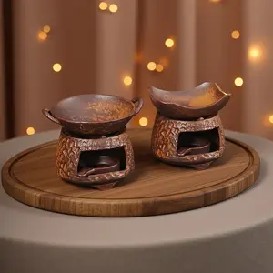 Vintage Ceramic Incense Burner Diffuser, Tea Warmer Oil Lamp Home Indoor Small Stove, Fragrance Powder, Tea Scent Enhancer (no Candle), Home Fragrances