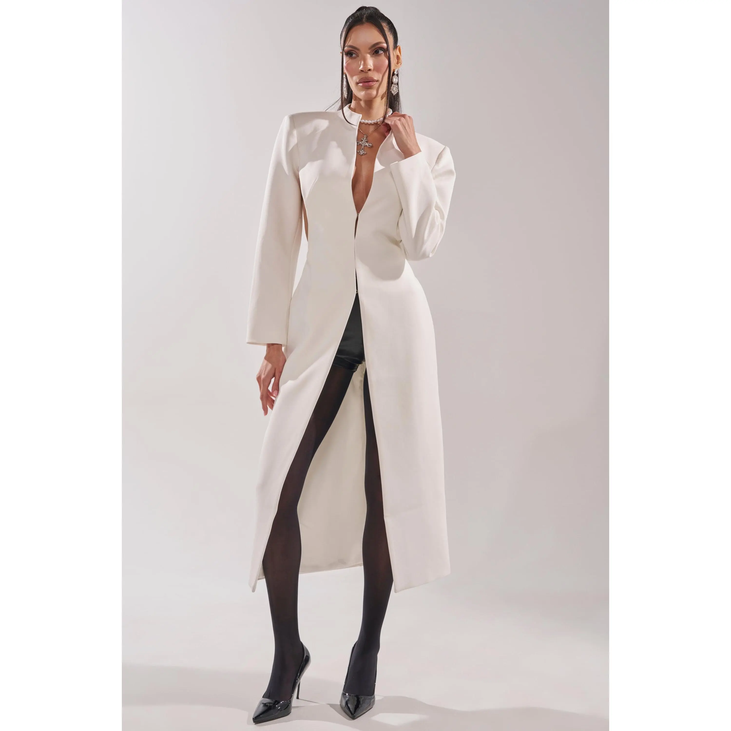 WHEREVER YOU ARE CUTOUT TRENCH IN WHITE