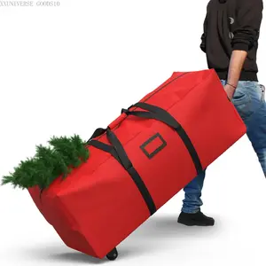 Rolling Christmas Tree Storage Bag 9 Ft Xmas Artificial Disassembled Trees, 600D Waterproof Oxford Fabric, Durable Wheels & Handles, Heavy Duty Storage Container (Red)XXUNIVERSE GOODS10