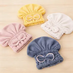 Microfiber Quick Dry Hair Turban Wrap - 1-Size Bow Design Shower Cap, Bathroom Accessory for Long & Curly Wet Hair, Absorbent Fast-Drying Fashion Accessory, Spring Glow Up, Summer Vibes, Shower Caps