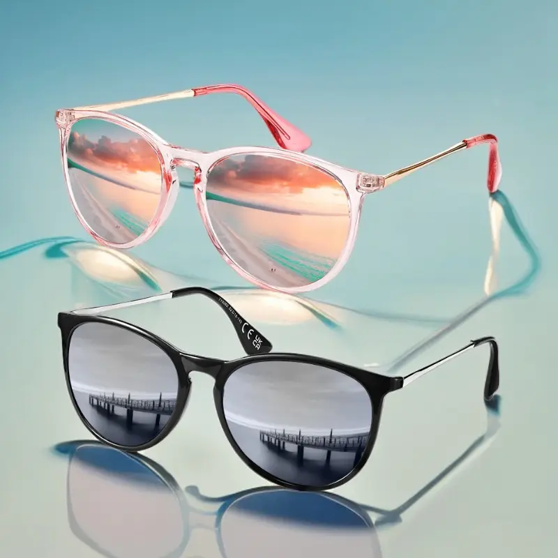 FEICE Unisex Polarized Sunglasses Set - 2-Pair Full-Rim Polycarbonate (PC) Oval TAC Shades, Outdoor Fashion Eyewear for Driving, Fishing, Visual Clarity Enhancement