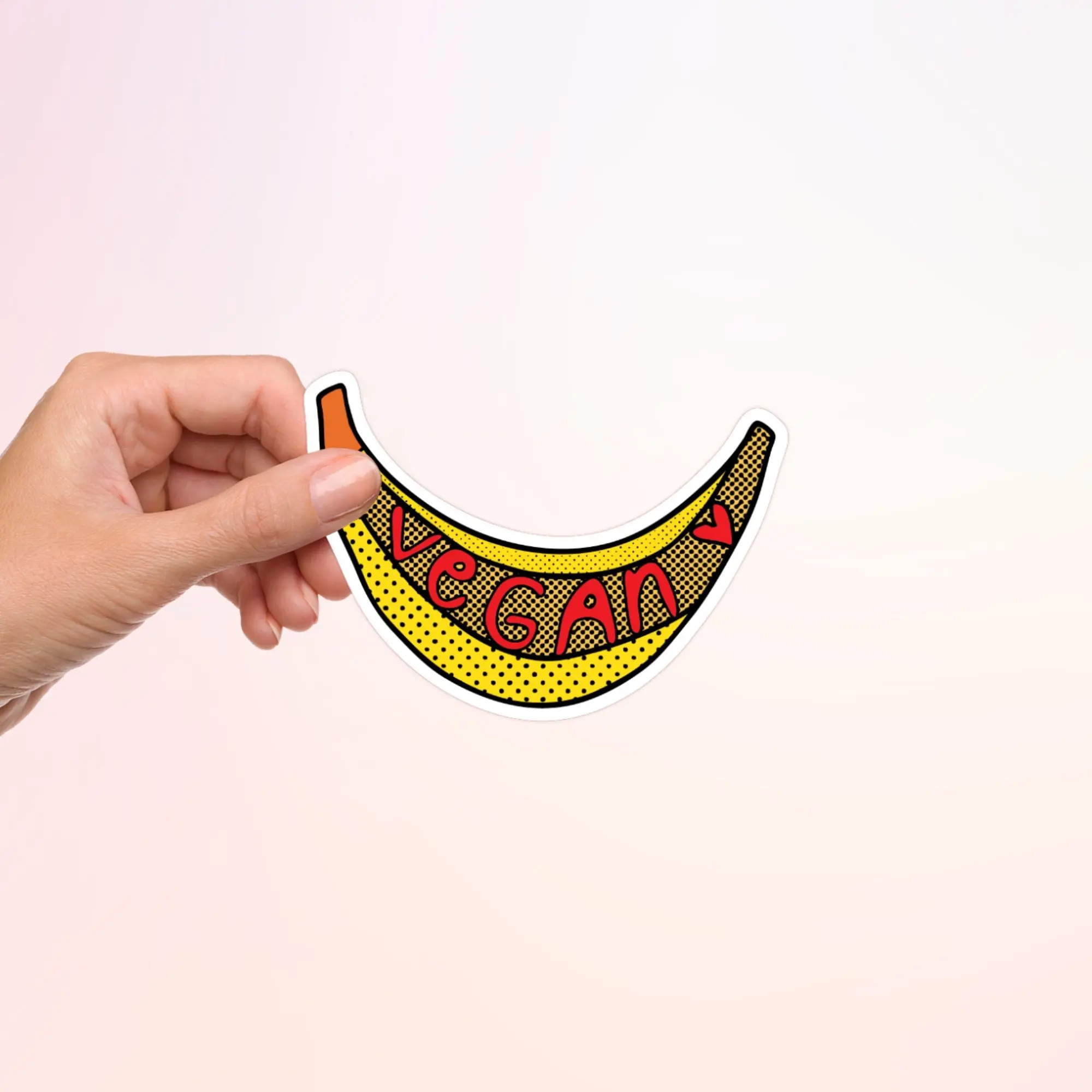 Vegan Banana Sticker - 3 Inches Waterproof Vinyl - Dishwasher Safe - Easy Vegan Lifestyle Symbol - Indoor Outdoor Use