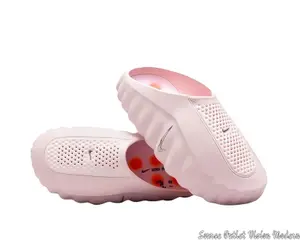 Soft Pink Futuristic Foam Slides - Y2K Aesthetic Chunky Recovery Sandals with Textured Sole for Summer Outfits & Streetwear