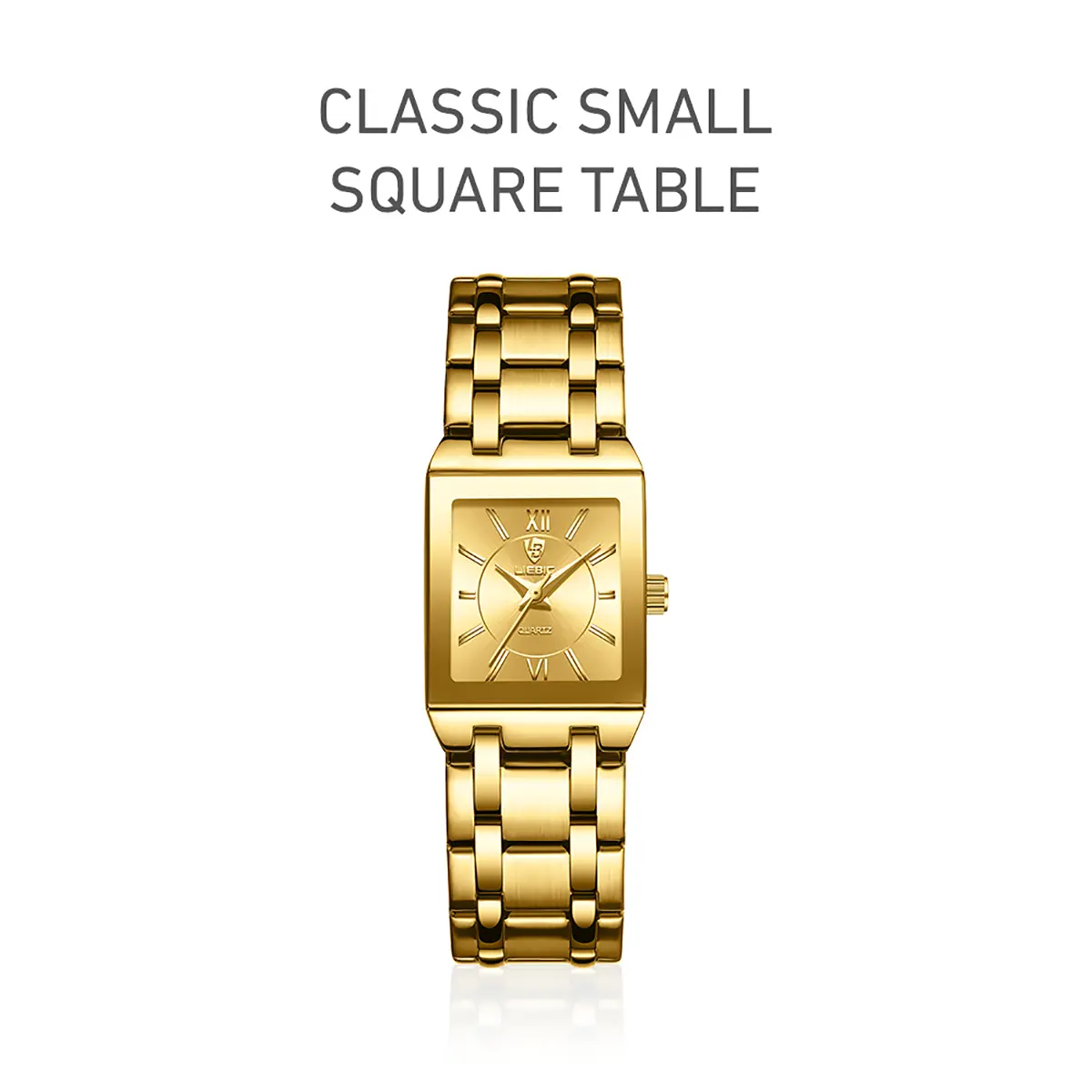Small Square Women's Wrist Watch, Polished Metal Bracelet Band, Clean Minimalist, Refined Timeless Design, Perfect Everyday and Office Wear