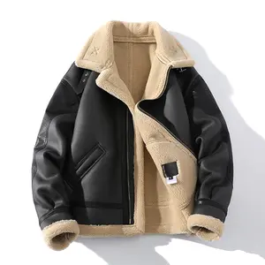 Winter Men's Faux Suede Faux Shearling Jacket Handmade Limited Edition Outdoor Coat for Cold Weather