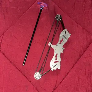 Mini Compound Bow & Arrow Set, 1 Set Stainless Steel Indoor Targeting Archery Leisure Kit with Pulley System, Creative Indoor Recreation Supplies