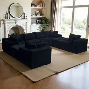 138'' Oversized U-Shaped Boneless Sectional Couch，8 Seater Modular Boneless Cloud Sofa with Chaise Lounges，For Living Room Apartment，4-in-1 Flexible Combination Deep Seat Corner Large Couch NoAssembly Required, Big Comfy Couches  boneless upholster couch