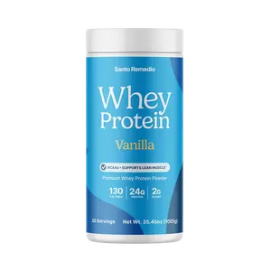 Santo Remedio Vanilla Whey Protein, Premium Whey Protein Powder, 24g of Protein per Serving, 30 Servings