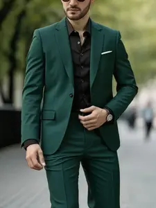 Fit 2-Piece Suit, 1-Button Jacket & Pants Set, Wedding, Business Dinner, Men’s Blazer, Business Casual, Black Formal Menswear, Business Casual Outfits, Prom Outfits for Men, Office Work Clothesutsa graduation outfit Workwear