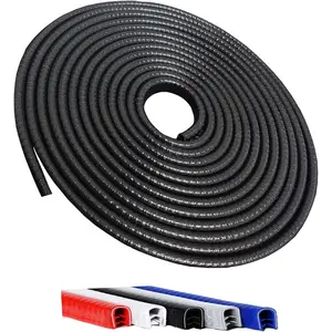 16.5FT(5M) Universal  Door Edge Protector Guards, No-Glue Required Rubber Seal U Shape Automotive Door Entry Guard, Suitable for  , SUVs and  (Black)