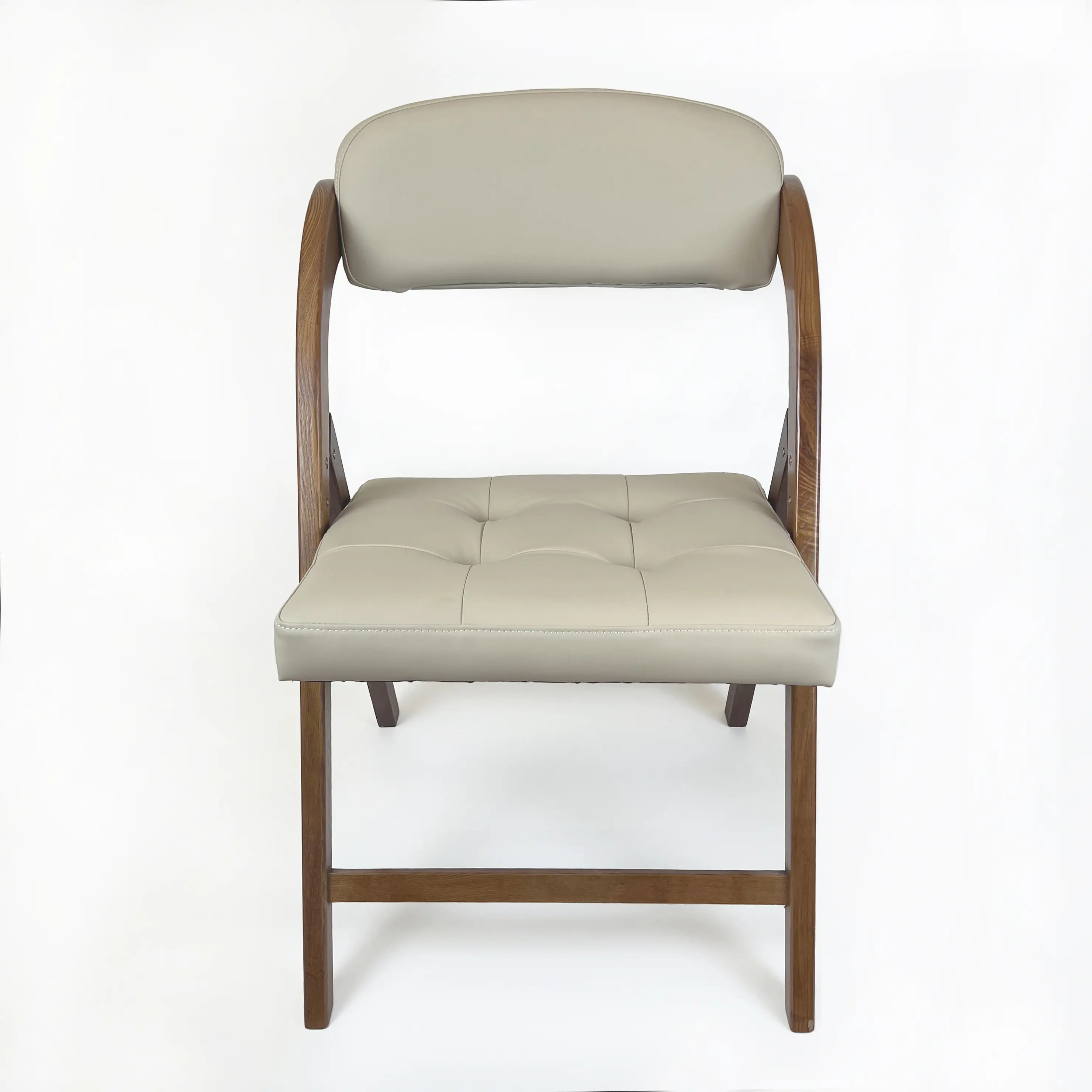 2 pcs Ash Wood Frame Folding Chair with Wide Upholster Seat and Back for Indoor or Outdoor - Luxury and Comfortable Fruitwood Frame chair