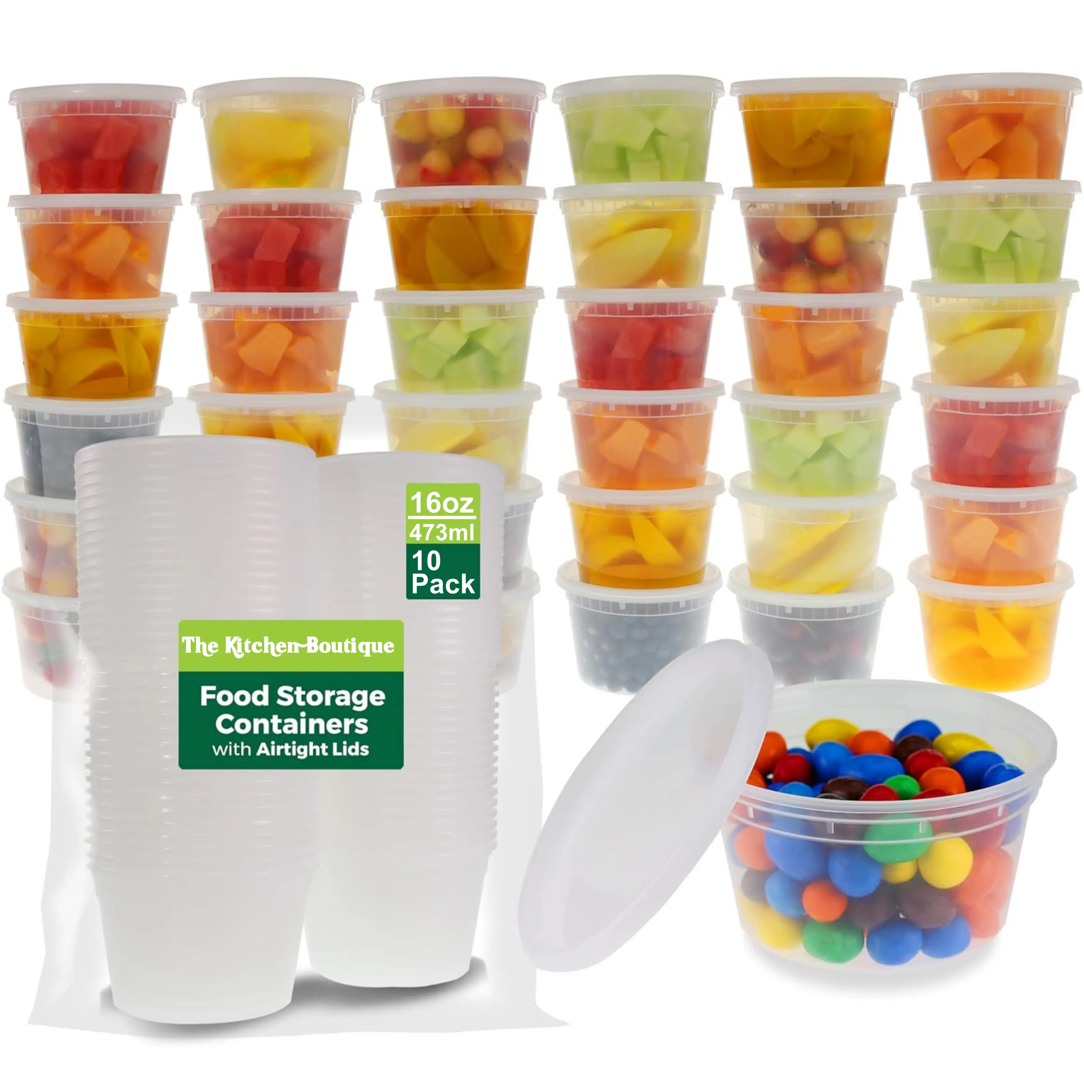 Deli Containers with Lids [10 Set] 32oz - BPA Free Stackable Leakproof Meal Prep Food Storage Microwave Safe - Made in the USA Kitchen Utensils