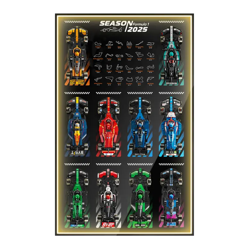 Popbricks Aluminum Alloy Frame Wall Mount for Speed Champions Ultimate Collector's Pack Model Cars - Sturdy, Foldsafe Hold, Quick Mount Setup, Space-Saving, Lightweight Bedroom Home Decor (Car Not Included, Easy Assembly)