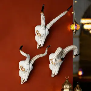 Resin Animal Skull Wall Decor Figurine Ornament, Realistic Sheep Head Bone Hanging Decoration for Ramadan Festival Home Wall Art, Wall Ornaments, Interior Wall Decor