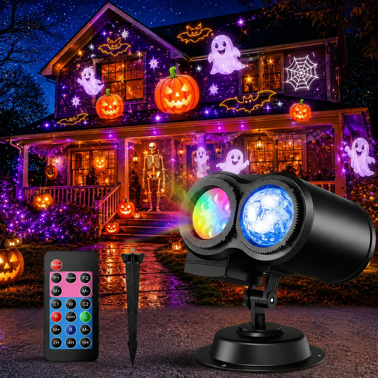 Outdoor Birthday Projector Lights, 12-in-1 Holiday Light Projector with 3D Water Wave Effect, 12 HD Slides, Waterproof LED Party Lights for Birthday Decorations, Christmas, Halloween, Thanksgiving & Home Decor