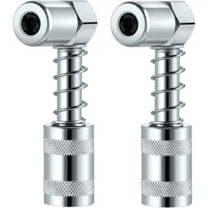 Silver 90 Degree Grease Coupler Gun Adapter 90 Degree Grease Gun Coupler Grease Gun Fittings Grease Gun Tips 3 Jaw Angle Swivel Snap Right Fitting Tool for Farm Truck Auto Industrial Use(2 Pieces)