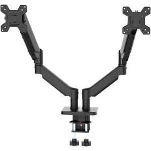 Dual  Arm Full Motion Gas Spring Desk Mount for 13-34" Screens, Space-Saving VESA Stand for Gaming, Work, and Productivity
