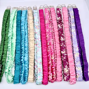 Handmade Satin Scrunchie Lanyard Keychain: Solid and Floral Silk Prints