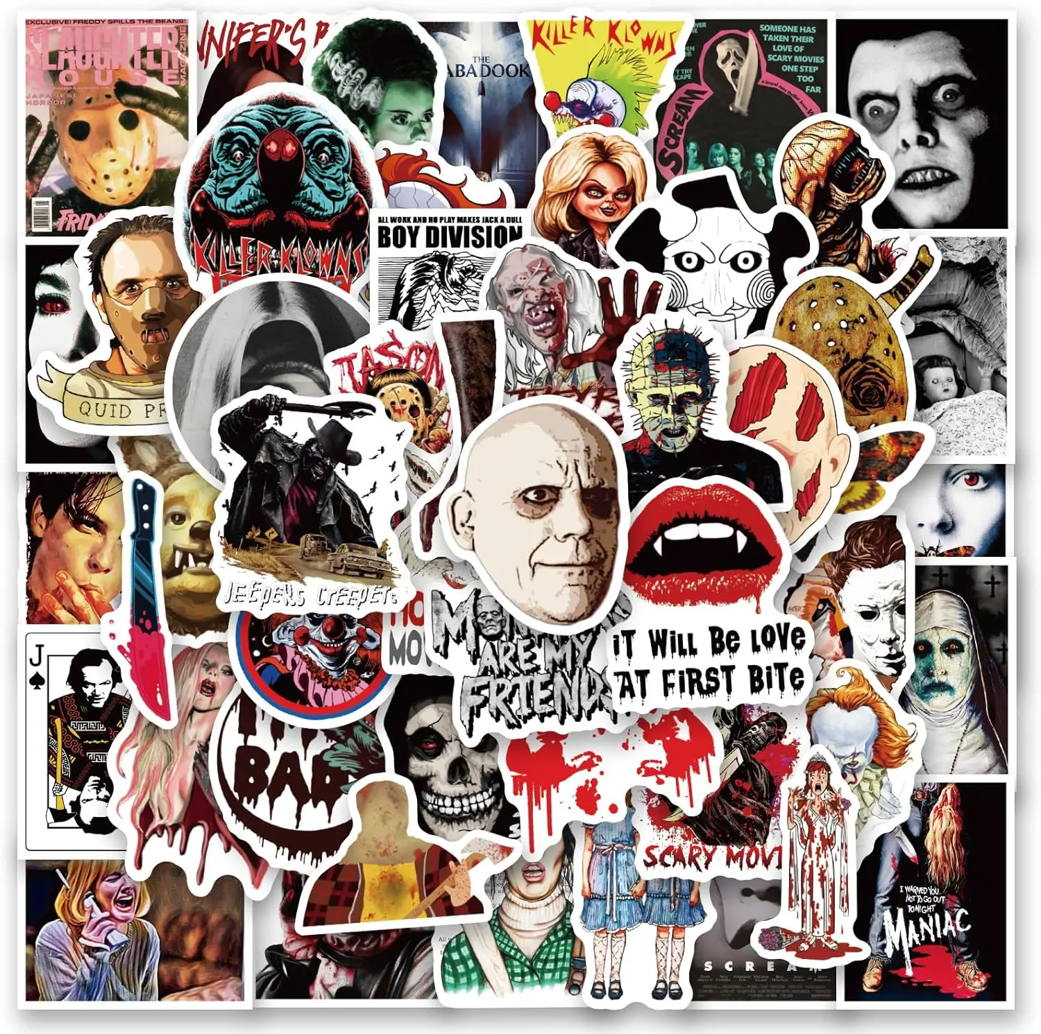 300 Pcs Horror Stickers,Horror Gifts,Horror Movie Stickers,Horror Decor,Scary Movie Gifts,Spooky Gifts