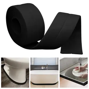 Caulk Tape Bath & Kitchen Self Adhesive Caulking Tape ,Toilet Caulk Strip,Bathtub Sealing Strip Tape Caulk,Shower Caulk Bathroom Sealant,Traditional Caulking Replacement(Black,1.5" x10.5Ft)