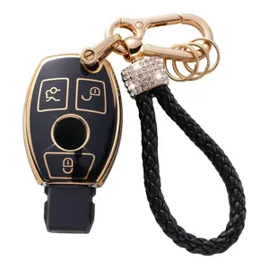 Plating TPU Car Key Case Shell Cover Fob for Mercedes-Benz CLA GLA GLC GLK W176 W463 W251 A B C E S-Class W204 W211, Durable Protective Accessory, Car Key Accessories, Car Key Protector