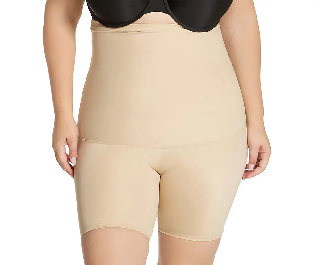 INSTANT FIGURE Plus Size Hi-Waist Shorts Shapewear WSH4171C – Tummy Control Slimming Compression Shorts for Women, High Waist Muffin-Top Eliminator, Booty-Lifting Body Sculpt Shorts with 4-Way Stretch Nylon Spandex, Invisible Under Clothes, Made in USA