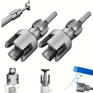 2PCS Dual-Function Pipe Threading Tool Set - Integrated Internal & External Thread Cutter, Compatible with 1/2'', 3/4'', Dies - Electric Drill-Ready PVC & Plastic Pipe Threader Kit for Home Repairs