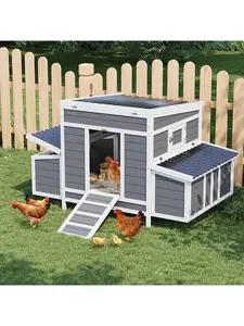 Gaomon 54in Solid Wood Spacious Chicken Coop Enclosure - 2-Side Nesting Boxes, No-Slip Ramp, Pull-Out Tray, Weatherproof Roof, Easy-Access Poultry Cage for 4-6 Chickens (Outdoor Farm Use)