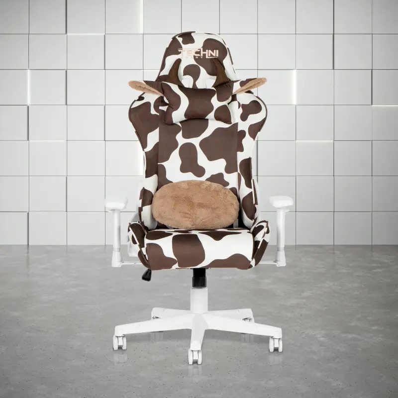 Techni Sport Brown COW Series Gaming Chair, Video Gaming Desk Chair, Office Chair