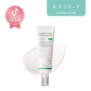 AXIS-Y Complete No-Stress Physical Sunscreen - SPF 50+ & PA++++ Vegan Korean Skin Care Broad Spectrum Hyaluronic Acid Sun Care Cream with 2% Niacinamide, Zinc Oxide and Mugwort for UV Protection - (1.69 fl oz | 50ml)