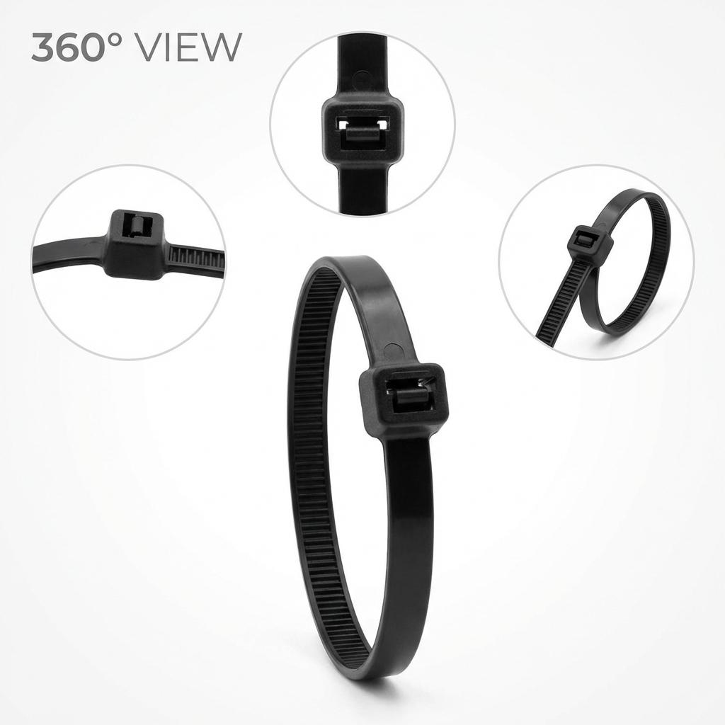 400 Pack Zip Ties Assorted Sizes (4”+6”+8”+12”), Black UV Resistant Cable Ties