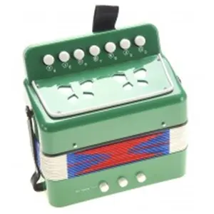 212 MAIN Kids' Sturdy Accordion - Small Hands-Friendly, Green Portable Children's Musical Instrument Toy with Authentic Sound and Instruction Book