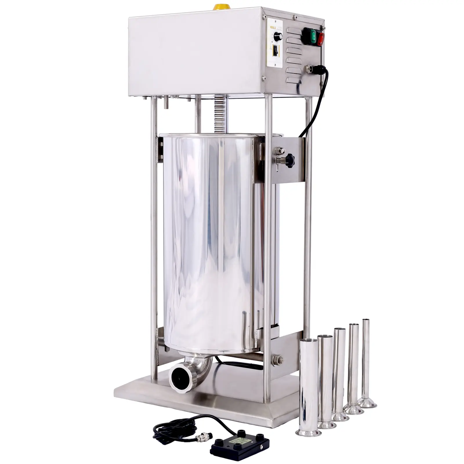 DONEXT 10L Vertical Electric Meat Stuffing Machine - 15.4LB Capacity Stainless Steel Body, 110V Plug, 120W, Hakka Style Stuffing Tubes, 10-Speed Control, Hands-Free Pedal, Household Kitchen Appliances