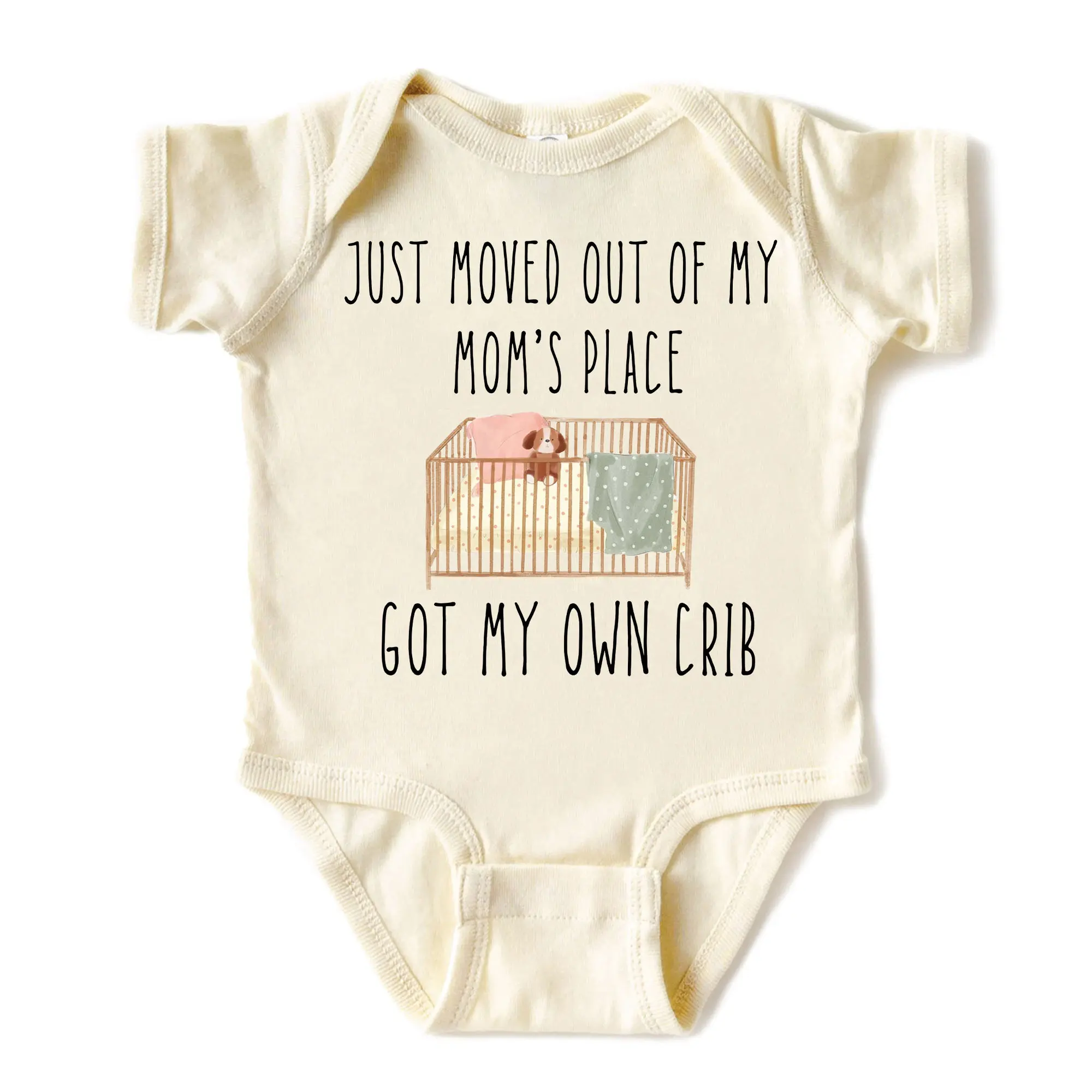 (100% Cotton) Funny ONESIE - just moved out got my own crib -  Baby Onesie – Cute & Funny Baby Bodysuits , Baby cute Gift