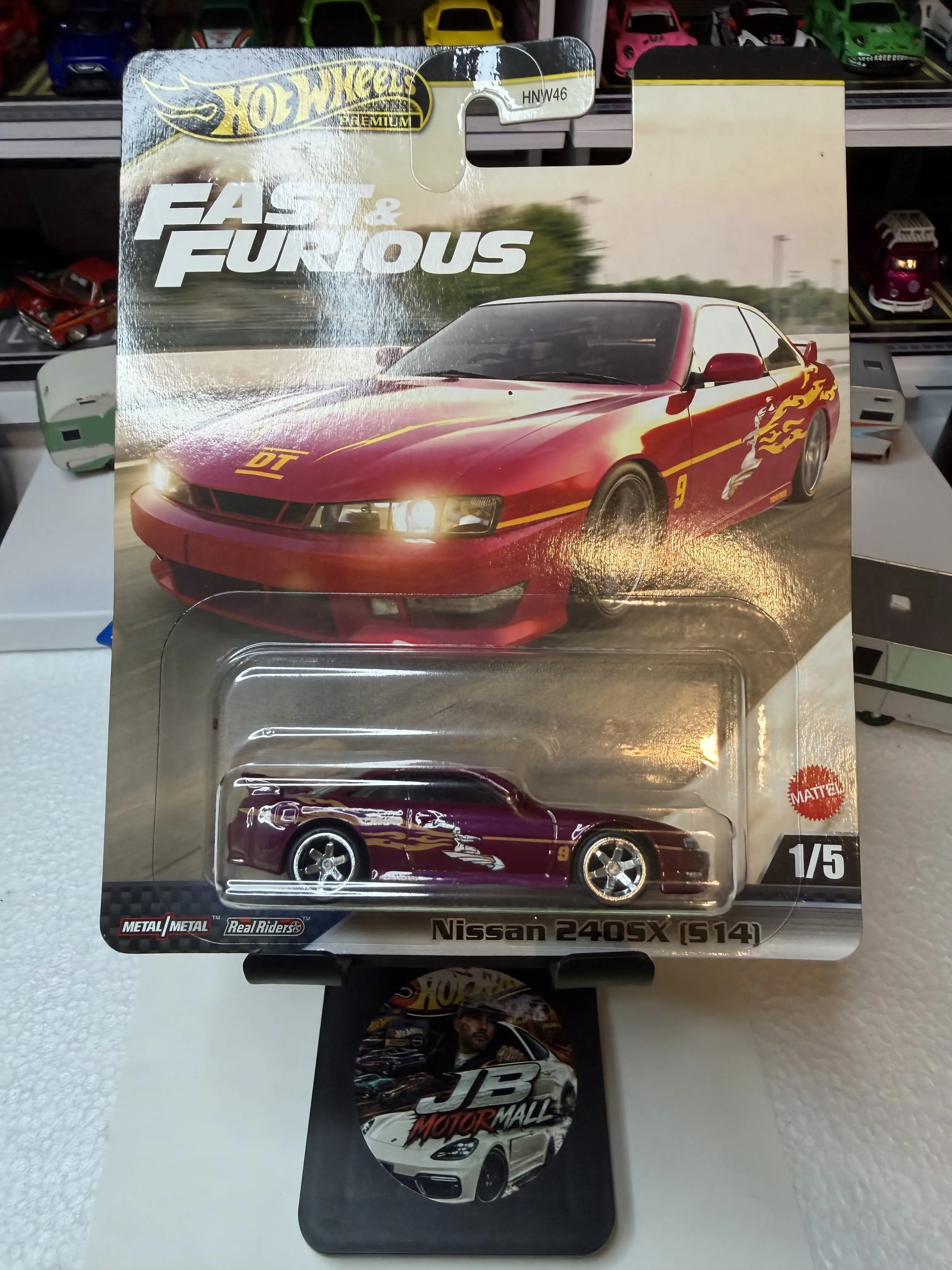 Hot Wheels Premium Diecast Scale Racing Car Model - Nissan 240SX (S14) Fast & Furious Series Edition, Metal Body, for Ages 8+, Car Enthusiasts