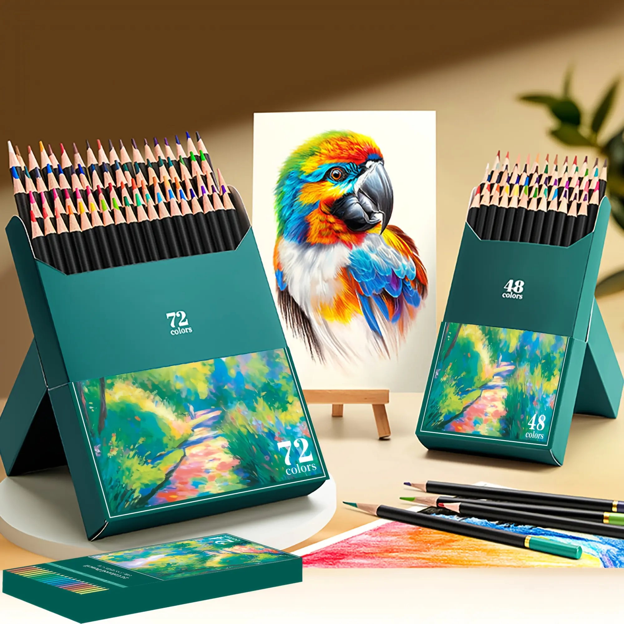 24/36/48/72 Premium Colored Pencils,Set of 24/36/48/72 Colors,Artists Soft Core with Vibrant Color,Ideal for Drawing Sketching Shading,Coloring Pencils for Adults