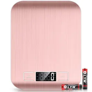 Mik-Nana Food Scale Pink, 10Kg/22Lb Digital Kitchen Scale Weight Grams and Oz for Baking and Cooking, 1G/0.1Oz Precise Graduation, Easy Clean Stainless Steel