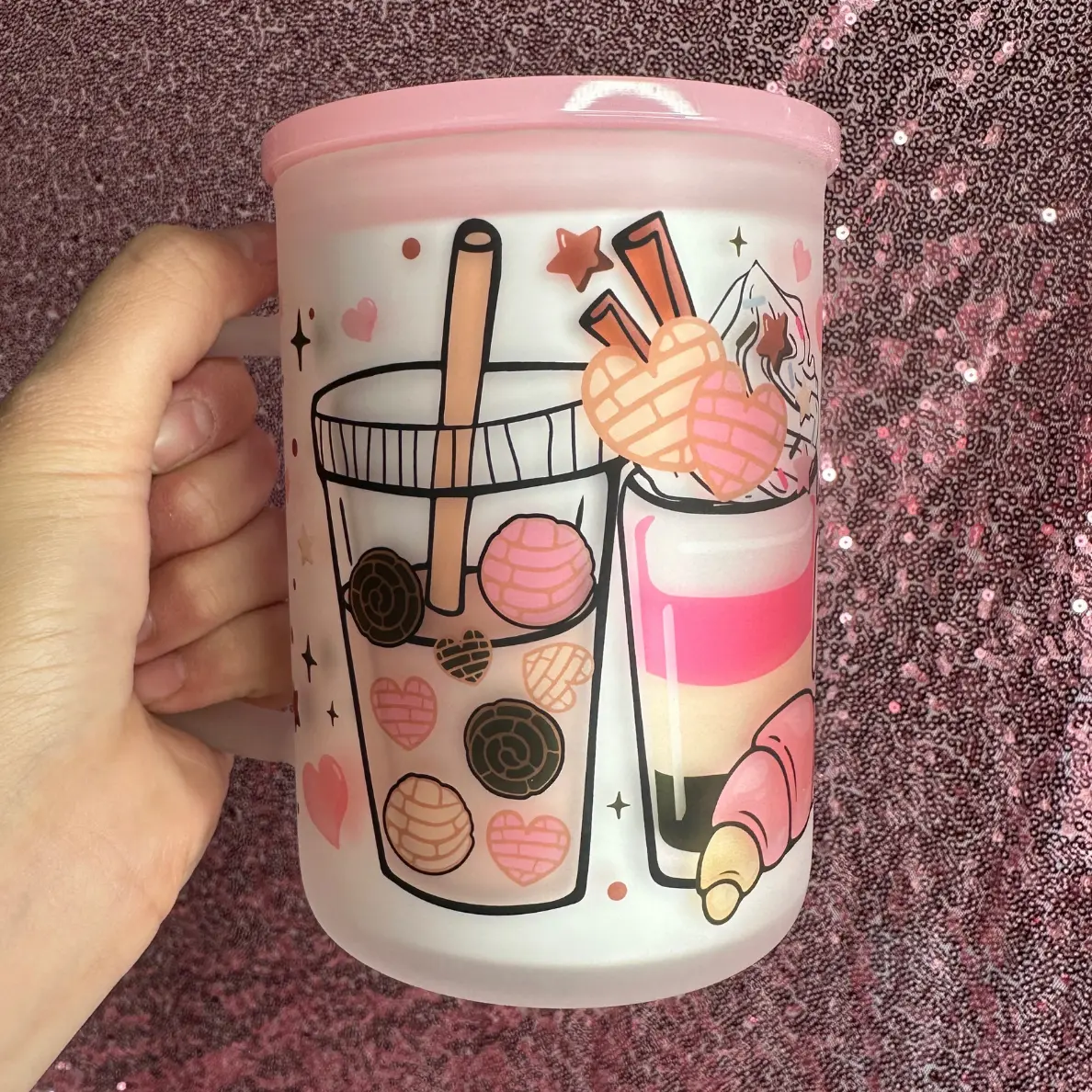 Cafecito Drinks 17oz Frosted Glass Mug Cafecito Drinks 17oz Frosted Glass Mug