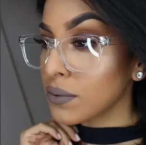 Crystal See Trough Square Clear Frames "Kylie" for Women Chic & Trendy Look Modern Aesthetic Comfortable Daily Wear Eyeglasses