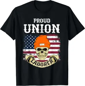 American Teamster USA Skilled Labor Proud Union Laborer T-Shirt Pure Cotton Graphic Tees Menswear Top: Gifts for Men & Women