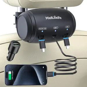 Multi Retractable Car Charger Station, Headrest 3 in 1 Charging Box Share Ride Dock for Backseat with Fast 36W QC 3.0 Charger Adapter for All Phones | iPhone16/15/14 | Samsung | iPad | Android
