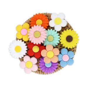 12pcs Flower Silicone Focal Beads - Assorted Sunflower & Daisy Rubber Beads, Ideal for DIY Beadable Pens, Keychains, Jewelry Making, Bracelets, Necklaces & Phone Charms, DIY Mix Beads, DIY Beading Accessories