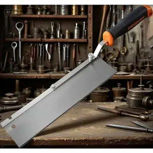 "Professional Reversible Flush Cut Saw, 10" Double Ground Teeth Spring Loaded Design, Dovetail Cranked  Handle for Door Frame Shortening, Tile Installation Prep Tool, No Glue Needed, Reusable Precision Cutting Saw"  grip soft storage pouch