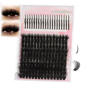 Wispy Lash Clusters with Spikes 200D Manga Eyelash Clusters 17-19MM Volume Long Thick DIY Individual Anime Lashes D Curl Strip Eyelashes for Makeup Salon
